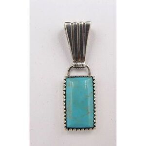 Jay King Turquoise Rectangle Pendant Sterling Silver 925 1.5 Inches